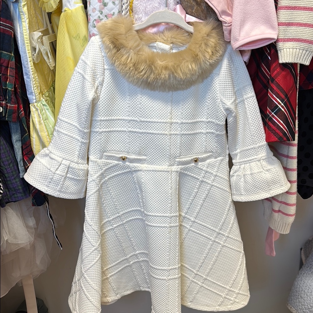 Elegant White dress with Faux Fur Collar from Janie and Jack